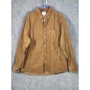H&M Mens XL Brown Corduroy Button Down Shirt Regular Fit Long Sleeve